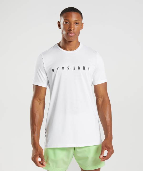 Panske Tricka Gymshark Sport Stripe Biele | VT6984375